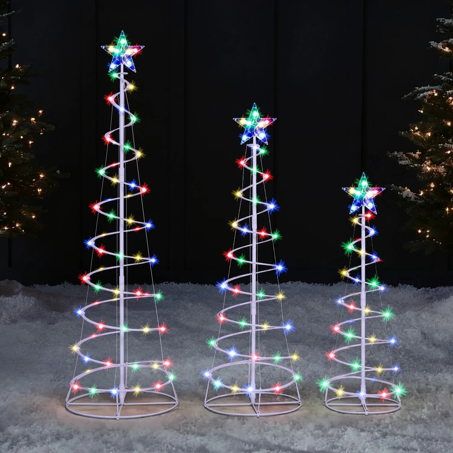 3 Pack Spiral Tree Christmas Decoration Outdoor,218 LED Christmas Tree Light Decorations,Christmas Yard Light with Stakes Decorations Outdoor Holiday Decor