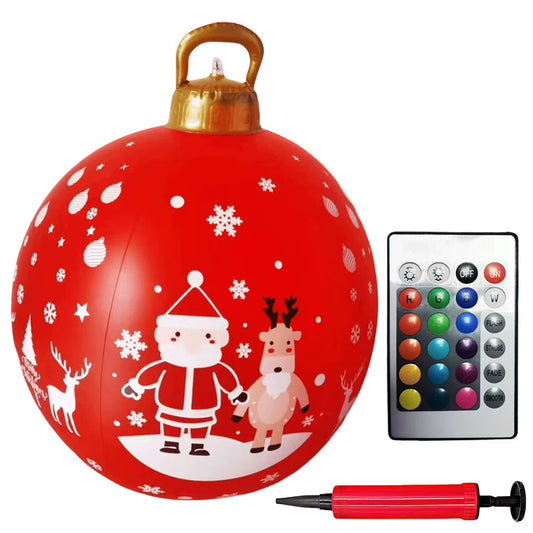 24 Inch Light up PVC Inflatable Christmas Ball with Light Remote PVC Giant Inflatable Christmas Balls Christmas Decorations Ball