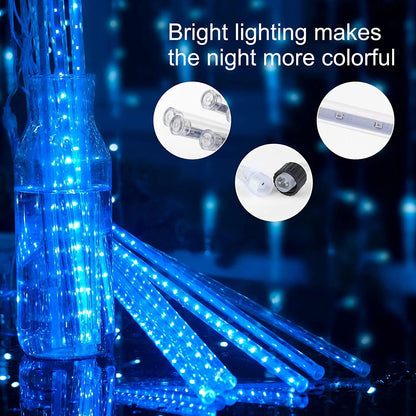 Christmas Lights, Meteor Shower Icicle String Lights, 18 Inches 8 Tubes 288 LED Christmas Lights