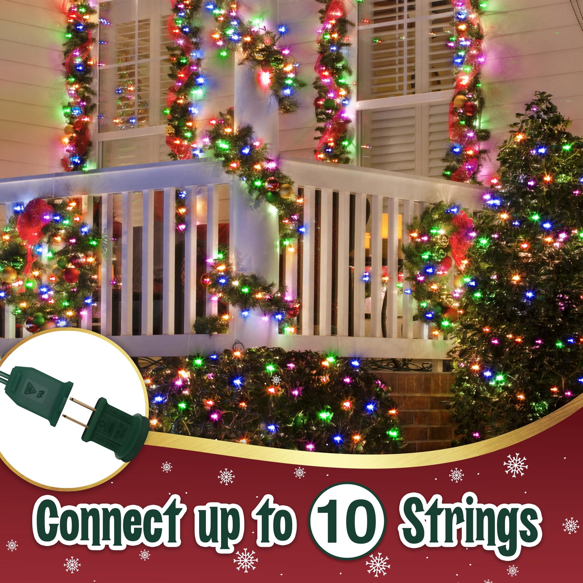 50 Incandescent String Lights Green Wire (Multicolor Bulbs )