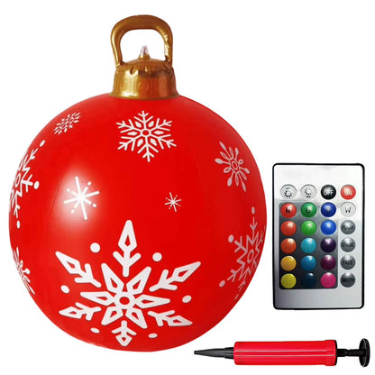 24 Inch Light up PVC Inflatable Christmas Ball with Light Remote PVC Giant Inflatable Christmas Balls Christmas Decorations Ball