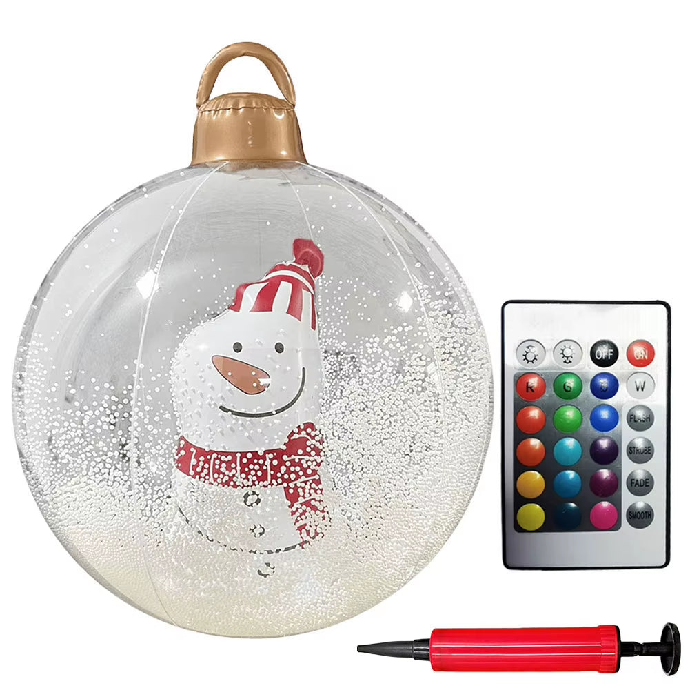 24 Inch Light up PVC Inflatable Christmas Ball with Light Remote PVC Giant Inflatable Christmas Balls Christmas Decorations Ball
