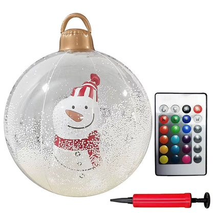 24 Inch Light up PVC Inflatable Christmas Ball with Light Remote PVC Giant Inflatable Christmas Balls Christmas Decorations Ball
