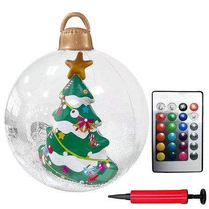 24 Inch Light up PVC Inflatable Christmas Ball with Light Remote PVC Giant Inflatable Christmas Balls Christmas Decorations Ball