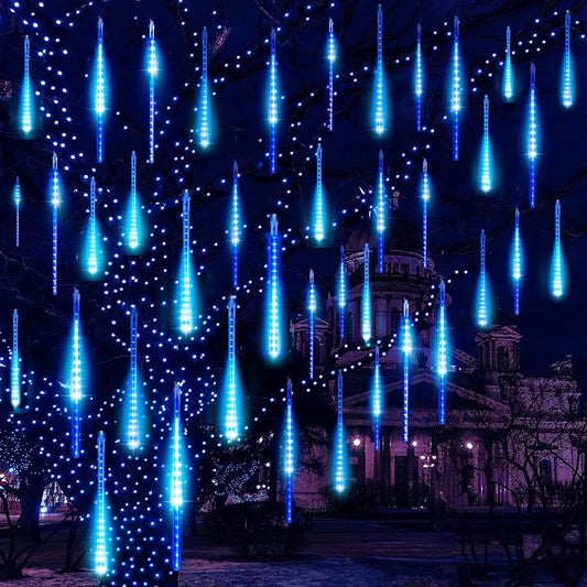 Christmas Lights, Meteor Shower Icicle String Lights, 18 Inches 8 Tubes 288 LED Christmas Lights