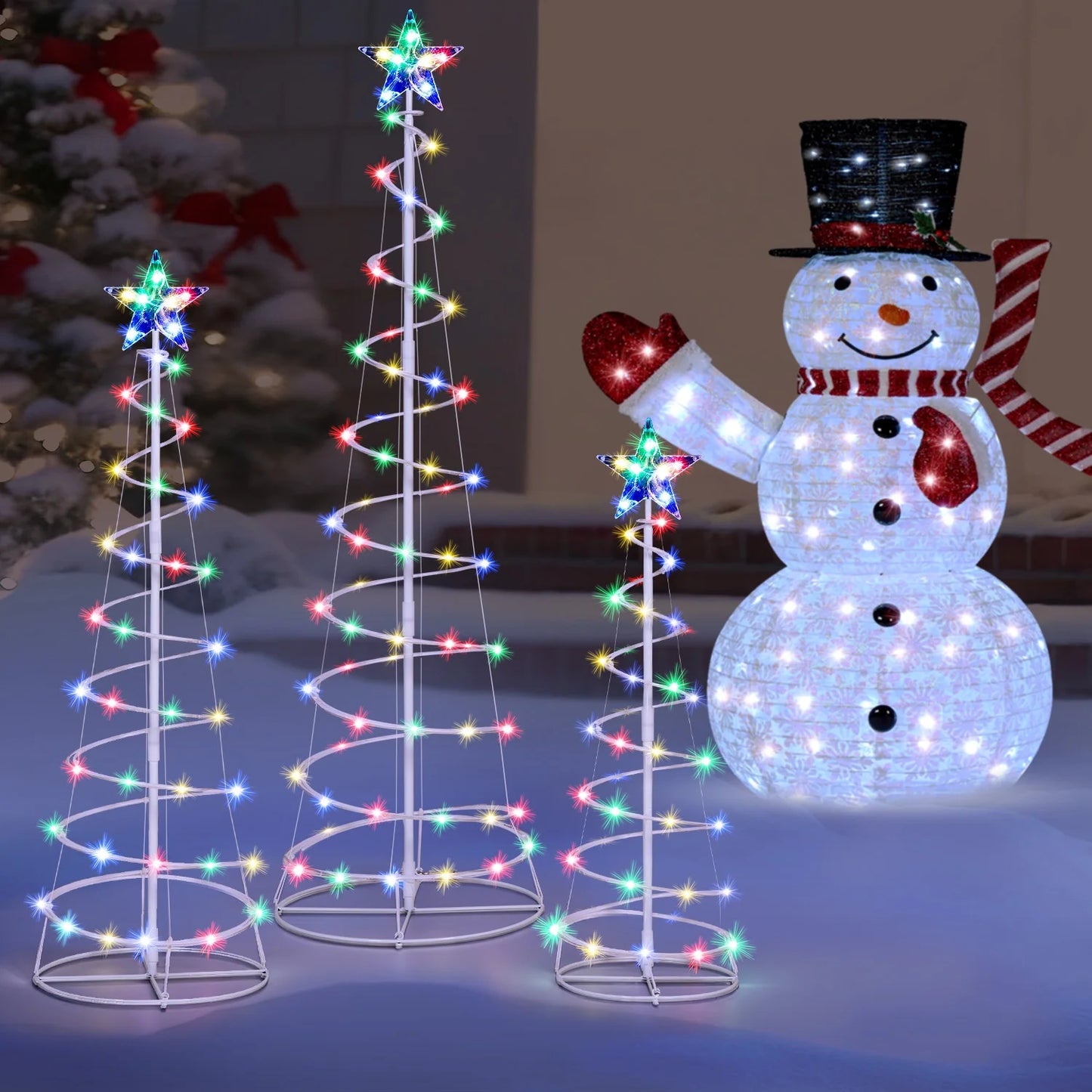 3 Pack Spiral Tree Christmas Decoration Outdoor,218 LED Christmas Tree Light Decorations,Christmas Yard Light with Stakes Decorations Outdoor Holiday Decor