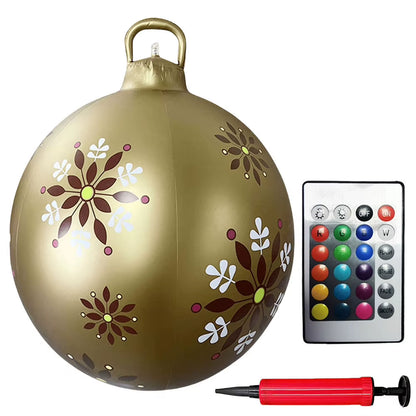 24 Inch Light up PVC Inflatable Christmas Ball with Light Remote PVC Giant Inflatable Christmas Balls Christmas Decorations Ball