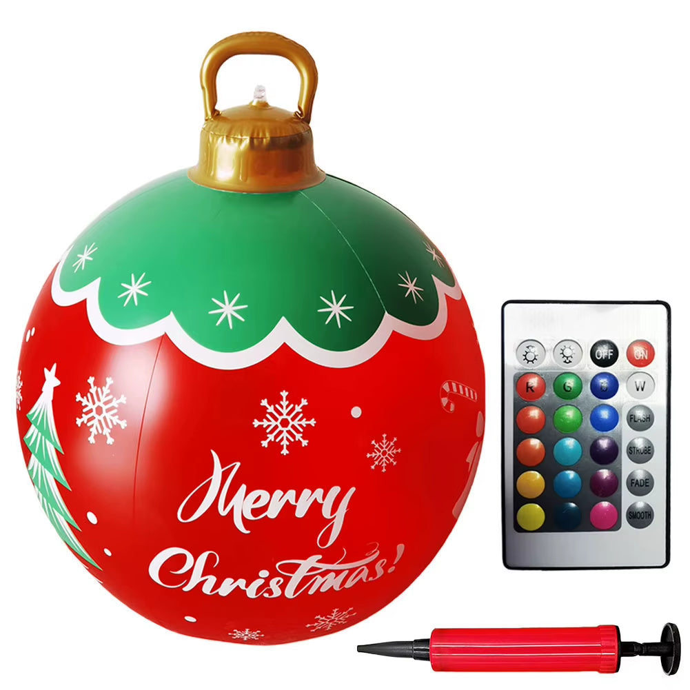 24 Inch Light up PVC Inflatable Christmas Ball with Light Remote PVC Giant Inflatable Christmas Balls Christmas Decorations Ball