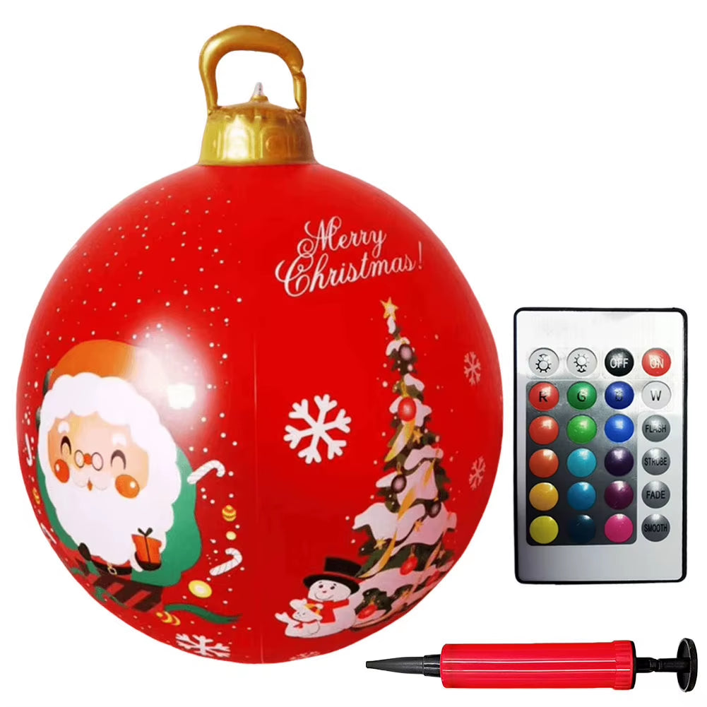 24 Inch Light up PVC Inflatable Christmas Ball with Light Remote PVC Giant Inflatable Christmas Balls Christmas Decorations Ball