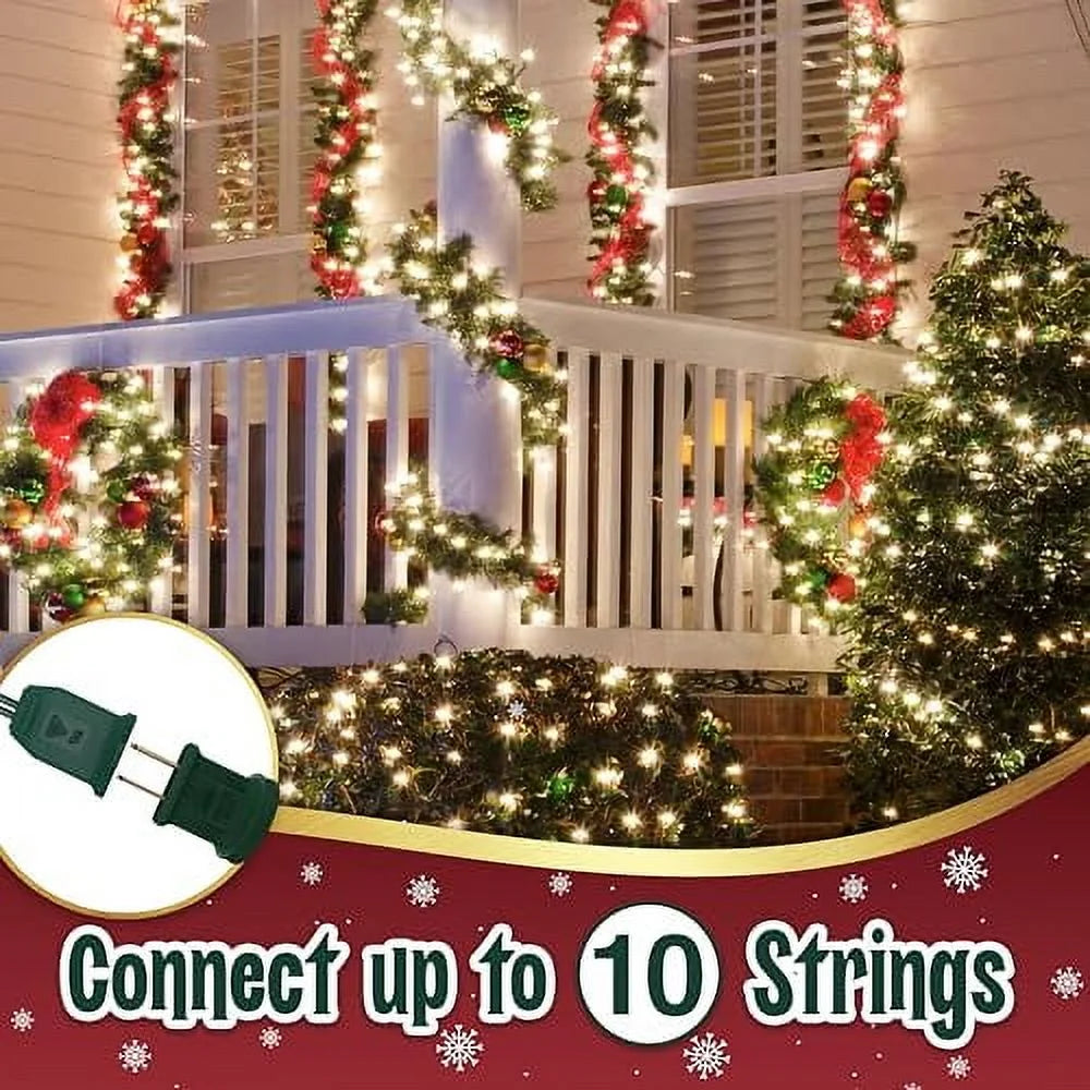 50 Incandescent String Lights Green Wire (White Bulbs)