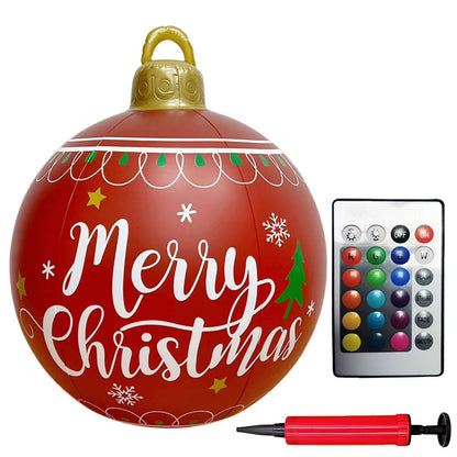 24 Inch Light up PVC Inflatable Christmas Ball with Light Remote PVC Giant Inflatable Christmas Balls Christmas Decorations Ball
