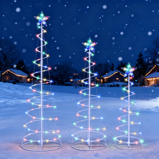 3 Pack Spiral Tree Christmas Decoration Outdoor,218 LED Christmas Tree Light Decorations,Christmas Yard Light with Stakes Decorations Outdoor Holiday Decor