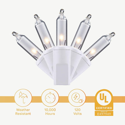 Christmas String Lights [100 Set] 25 Ft Warm White Christmas String Lights, for Xmas Tree, Garland, Holiday, Party Décor –Mini Christmas Lights for Tree Weather-Resistant (White Wire)