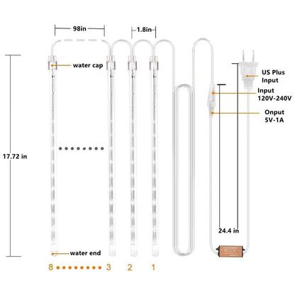 Christmas Lights, Meteor Shower Icicle String Lights, 18 Inches 8 Tubes 288 LED Christmas Lights