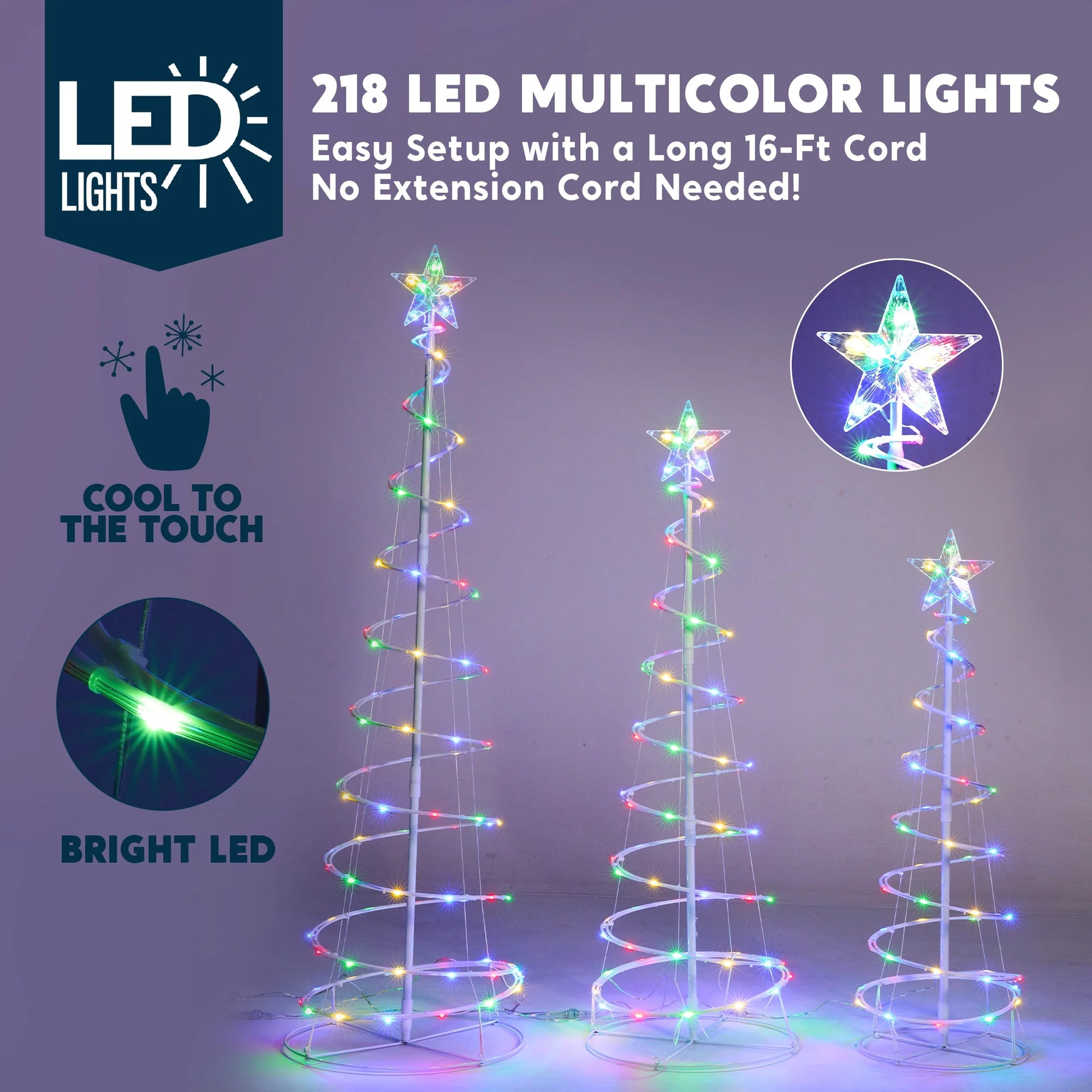 3 Pack Spiral Tree Christmas Decoration Outdoor,218 LED Christmas Tree Light Decorations,Christmas Yard Light with Stakes Decorations Outdoor Holiday Decor