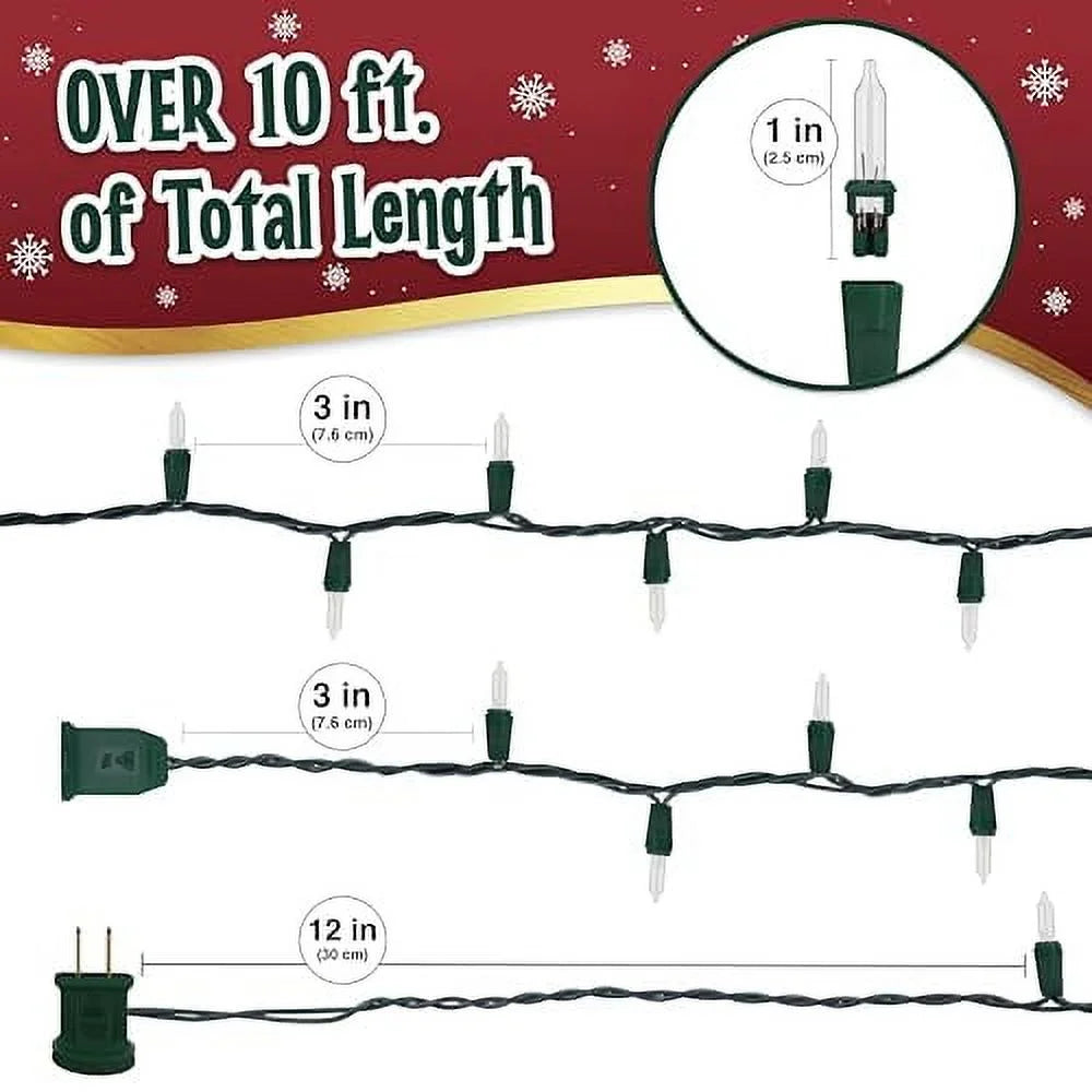 50 Incandescent String Lights Green Wire (White Bulbs)