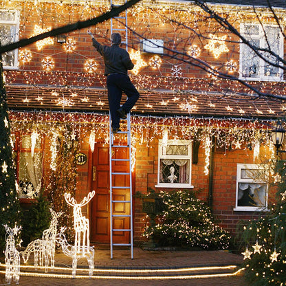 Christmas Icicle Lights for Outside-800 LED Warm White Icicle Lights Outdoor Waterproof, Warm White Christmas String Light for House Wedding Party Christmas Decoration