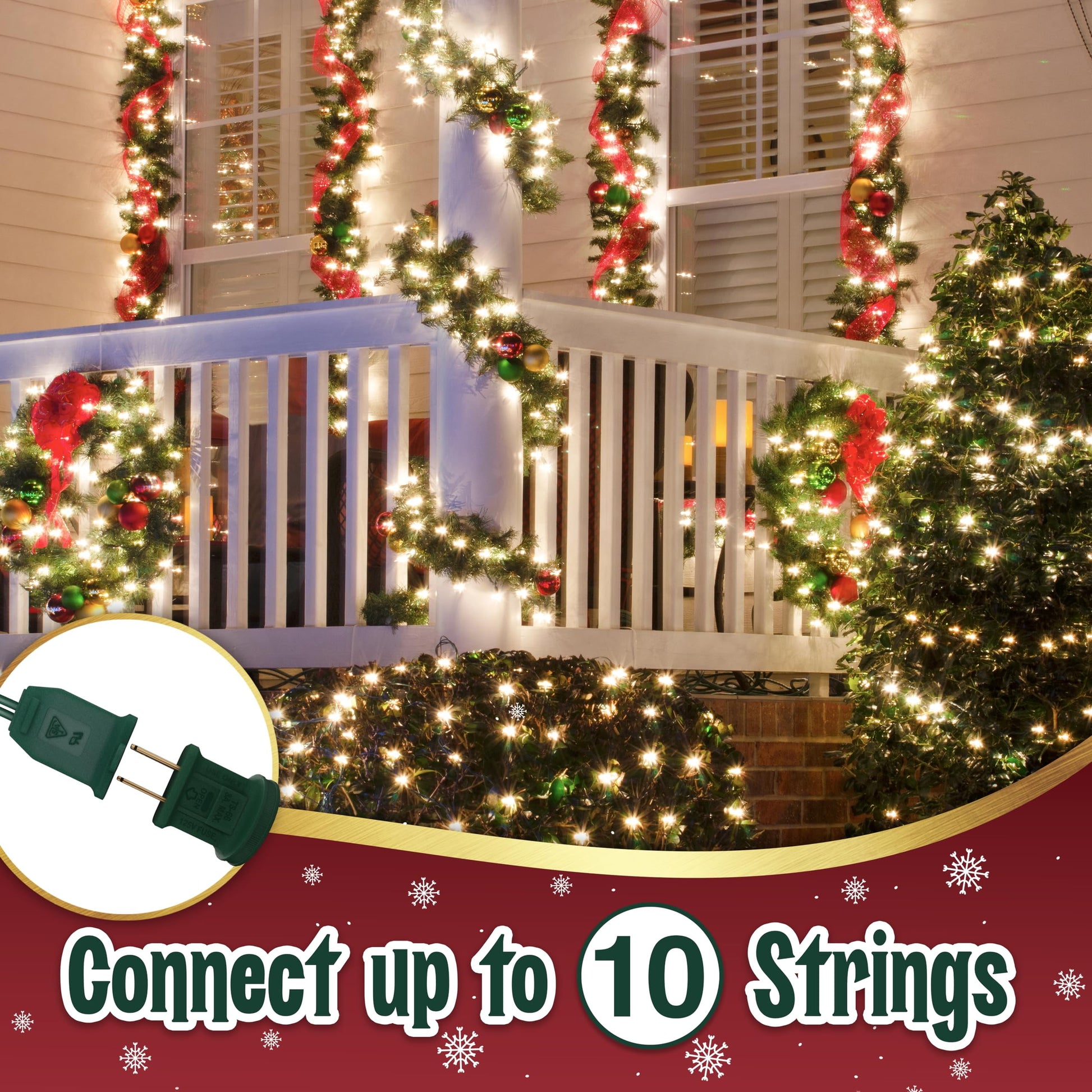 50 Incandescent String Lights Green Wire (White Bulbs)