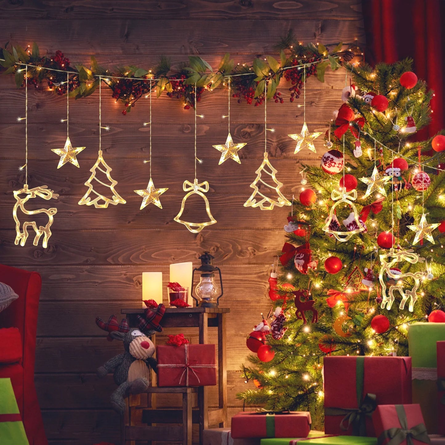 Christmas Decorations, 11.5FT Christmas Hanging Curtain Lights for Indoor Outdoor Window Home Xmas Decor